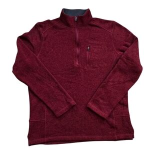 Woolrich Large Maroon Heathered Quarter Zip Sweater Fleece Pullover